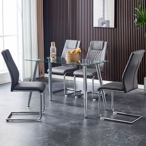 Sillas de Comedor Modernas con Asiento Acolchado de Cuero Sintético, Diseño de Cocina, Patas de Metal para Comedor y Sala de Estar - Product Image 5