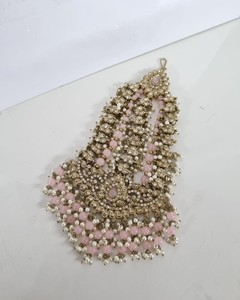 Coiffe de mariée ethnique Jhumar Pasa perlée de fausses perles, plaqué or antique, accessoires de cheveux latéraux pour femme, collections - Product Image 2