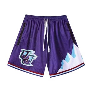 Wholesale Mens Green Sublimation Basketball Shorts Custom Zipper Pocket Mesh Shorts Vintage <b>Athletic</b> Streetwear Shorts - Product Image 3