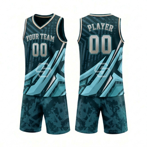 Conjunto de Uniforme de Baloncesto Sublimado Personalizado de Alta Calidad al por Mayor, Cuello en V, Sin Mangas, 100% Poliéster, Secado Rápido, Absorbe la Humedad - Product Image 3
