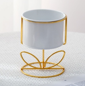 Jardinière en métal doré de luxe, forme hexagonale, pour plantes d'intérieur, forme géométrique dorée pour les succulentes, décoration de la maison - Product Image 5