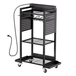 4-Tier <b>Tool</b> Organizer <b>Cart</b> 8 AC Outlet Charging Station Floor Stand Rolling Drill Holder Rack Battery Storage Rack for <b>Tools</b> - Product Image 1