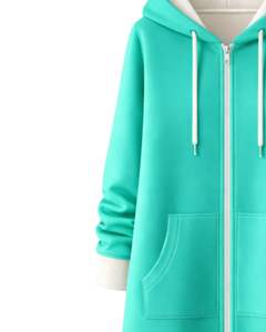 Sudadera con capucha larga verde menta para mujer, abrigo de invierno con forro polar y bolsillos tipo canguro, ropa casual cálida, fabricación OEM personalizada - Product Image 4