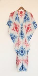 Caftán Tie Dye, Vestido Tipo Kaftán, Ropa de Resort y Crucero, 100% Algodón Lavable, Largo Maxi, Moda Sostenible, Talla Única Plus, Ropa para el Hogar - Product Image 3