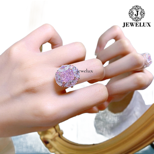 Jewelux Women's 18K Solid <b>Gold</b> Rose <b>Gold</b> Plated <b>Cocktail</b> <b>Ring</b> With Cushion Cut Morganite Prong Setting Luxury Fine Jewelry - Product Image 3