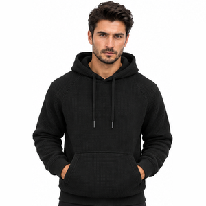 Sudadera con capucha de punto gofrado para hombre, térmica, de manga larga, informal, deportiva, de invierno, estilo urbano, personalizada, al por mayor - Product Image 2