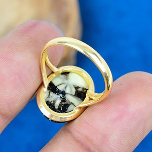 Natural Lemon Quartz Black Spinel Oval Shape Ring 18k Gold Micron Over 925 Sterling Silver - Product Image 4