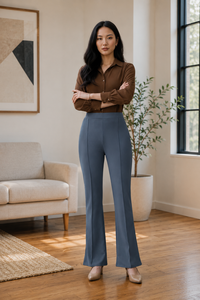 Wholesale Casual Pants Fashion Women Girls Spring Summer <b>Trouser</b> Fitted Long <b>Trouser</b> <b>Elastic</b> <b>Waist</b> Solid Color Pant - Product Image 2