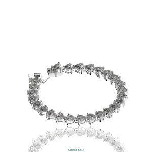 Unisex Heart-Cut Moissanite Tennis <b>Bracelet</b> 5mm Everyday Wear Diamond Glosbe & Co GRA Round Synthetic (Lab Grown) <b>Silver</b> - Product Image 3