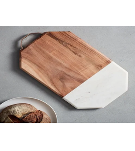 Tabla de cortar de madera y mármol, lo último en artesanía, cuadrada, precio económico, tabla de picar de piedra blanca para queso, para uso en cocina. - Product Image 2