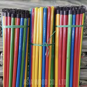 Manche de balai en bois enduit de PVC de l'usine du Vietnam tête en plastique Grain bois Design bâton de vadrouille usage domestique pelle à poussière brosse prix bon marché - Product Image 5