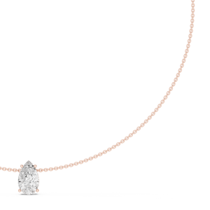 Collier pendentif solitaire en or rose avec diamant de laboratoire taille poire pour femme |   Chaîne de diamants élégante et minimaliste, cadeau - Product Image 3