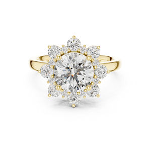 Bague de mariage en or jaune 14 carats avec diamant rond cultivé en laboratoire pour femmes |   Nouveau diamant cultivé - Product Image 1