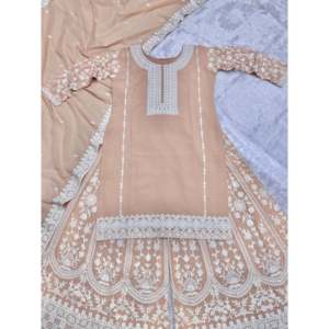 Ensemble haut-plazzo pour femmes avec broderie en chaîne et dupatta, haut et dupatta tendance avec broderie élégante - Product Image 5