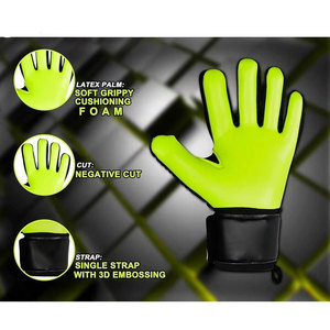 Daizen Star Football Goalkeeper <b>Gloves</b> Green <b>Black</b> <b>Latex</b> Material Full Finger Non Slip Breathable Waterproof Adjustable Hook - Product Image 6