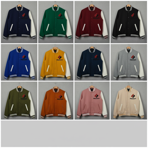 Veste de style universitaire en coton et polyester pour homme, boutons pression, manches en PU, style Letterman - Product Image 6