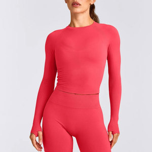 Solid Color High Elasticity Women's <b>Long</b> Sleeve Compression Shirt Wholesale Low Price Fitness Wear Clothes Gym Workout Wear - Product Image 1