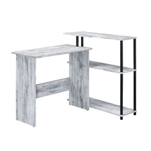 Scrivania Rettangolare Anticata Bianca e Nera con Ripiano Laterale, Elegante Design per Computer - Product Image 1