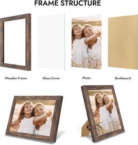 Picture <b>Frame</b>, Made of Real Glass and Wooden <b>Frame</b>, Horizontal and Vertical Display for <b>Wall</b> or Tabletop (Rustic Brown - Product Image 2