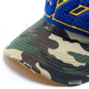 1922 Distressed <b>Camo</b> Chenille <b>Cap</b> Embroidered Patch Baseball Hat Adjustable Casual Vintage Outdoor Headwear Custom Wholesale - Product Image 4