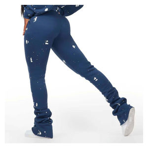Sudadera con capucha para mujer, color azul marino, con estampado de puntos, con cordón y bolsillos laterales, ropa informal de otoño - Product Image 2