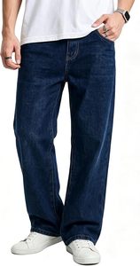 Men's Casual Baggy <b>Stretch</b> Jeans Wide Leg Loose Fit Denim <b>Pants</b> Y2K Streetwear Style - Product Image 6