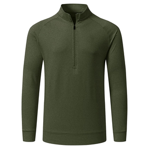 T-shirt de sport léger à manches longues pour homme, demi-zip, tricoté, extensible, pour l'entraînement et le fitness, avec fermeture éclair 3/4 - Product Image 1