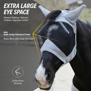 Stainless Steel Spandex Stretchable UV-Blocking Equine Fly Moldable <b>Ear</b> <b>Covers</b> Adjustable Comfort Mesh Straps - Product Image 2