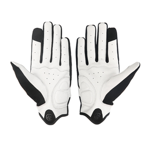 Black White Good Seller Windproof Highest Quality OEM Service Durable Non Slip Cabretta Leather Outdoor Full Finger Adult Wear - Product Image 2
