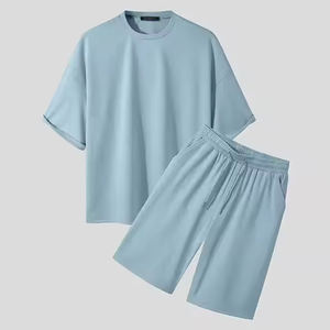 Ensemble de survêtement décontracté 2-en-1 pour homme en molleton de coton léger, idéal pour l'automne (short et t-shirt) - Product Image 3