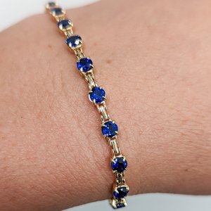 Sapphire Claw Prong Tennis Bracelet 925 Sterling Silver 14K Gold Plated Fully Customizable Luxury Jewelry - Product Image 2