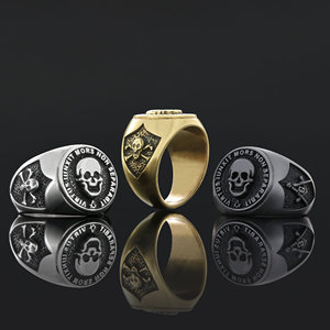 Bague Maçonnique BOJ 016 Personnalisée Unisexe, Bague Chevalière Maître Maçon du Texas, Style Hip Hop Argenté, Prix Bas - Product Image 1