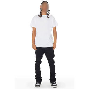 Pantalones Casuales Negros Apilados al por Mayor para Hombre, Joggers Ajustados con Bordado Personalizado, Estilo Acampanado de Lona Ligera de Secado Rápido - Product Image 1