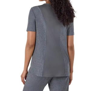 T-shirt à manches courtes et col en V de haute qualité pour femmes, tenue d'été professionnelle, uniforme d'infirmière, usage hospitalier, unisexe, pour médecins, en toile - Product Image 3
