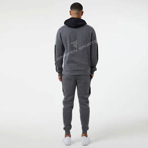 ชุดวอร์มแฟชั่นสตรีทแวร์ผู้ชายคุณภาพสูงแบบขายส่ง 2 ชิ้น ผ้าฝ้าย 100% แบบเรียบ มีเชือกผูกเอว - Product Image 3