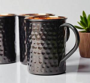 Craftsy Home – Nouvelle tasse Moscow Mule en cuivre pur martelé, artisanale, de luxe moderne, durable et de grande capacité, avec poignée - Product Image 4