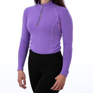 Camiseta térmica premium para mujer, con cremallera corta, para equitación, suave, elástica, para entrenamiento. - Product Image 1