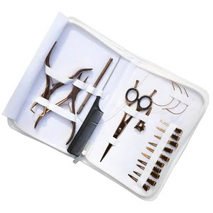 Kit d'outils professionnels pour extensions de cheveux avec pinces à extensions en acier inoxydable finition couleur or rose plasma et outil à boucle - Product Image 2