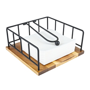 Wholesale Nordic Style <b>Black</b> Iron Art <b>Tissue</b> Holder Heart Shaped Wooden Base Metal <b>Paper</b> Napkin Stand for Restaurant Hotel Home - Product Image 6