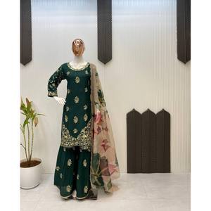 Conjunto superior e inferior de mujer de diseñador con Dupatta para ropa de fiesta - Product Image 2