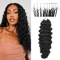 FH Cheveux Humains Bouclés Birmans Miracle Knot pour Crochet, Noir Naturel, Effet Plume, Tresses au Crochet, Vente Directe Usine