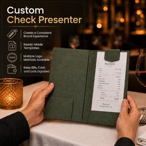 PU Leather Portable Receipt Presenter with Custom Logo Foldable Bill <b>Folder</b> for Cash <b>Card</b> Organizing and Restaurant Supplies - Product Image 6