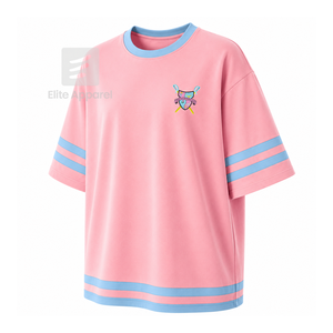 Camiseta personalizada de la hermandad Gamma Phi Delta con logotipo bordado en la parte delantera, color rosa y azul cielo, manga corta para mujer, ropa griega. - Product Image 2