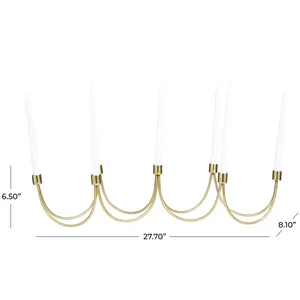 Candélabre moderne en bois naturel en forme de cœur doré avec cinq porte-bougies pour la décoration de Noël à la maison - Product Image 5