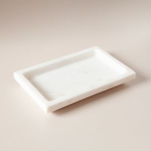Plateau en marbre naturel de luxe pour servir des aliments, du café, du thé, avec surface polie, décoratif, pour la maison, la cuisine, la table à manger, organisateur de table - Product Image 4