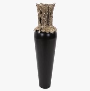 <b>Black</b> Gold Metal Art Deco Eco-Friendly Handmade Tall Tabletop <b>Vase</b> for Luxury Home Decor - Product Image 1