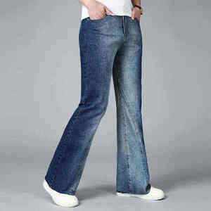 Jean en denim ample et respirant pour homme, taille haute, style décontracté, avec poches lavées - Product Image 3