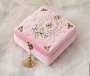 Custom Handmade MDF & <b>Fabric</b> Beaded Jewelry <b>Box</b> Floral Pattern Luxury Decorative <b>Storage</b> by whimsy art craft - Product Image 5