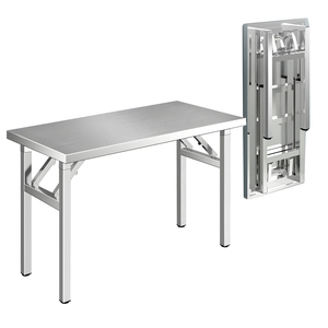 <span class=keywords><strong>Table</strong></span> utilitaire <span class=keywords><strong>pliable</strong></span> en acier inoxydable <span class=keywords><strong>de</strong></span> qualité commerciale pour cuisine, camping en plein air, barbecue, fête, garage, établi portable - Product Image 5