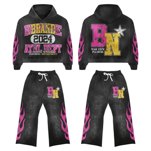 Custom Men Hoodie Tracksuit Set Screen Printed Streetwear Sweatshirt Jogger Set Graphic Sportswear OEM ODM Private Label - Product Image 1